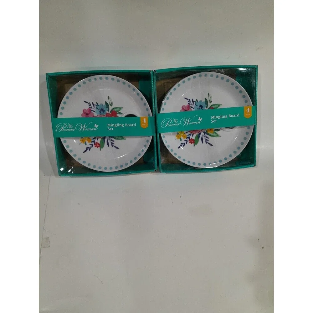 NEW THE PIONEER WOMAN MINGLING BOARD 2 SETS OF 4 PIECES FLORAL
